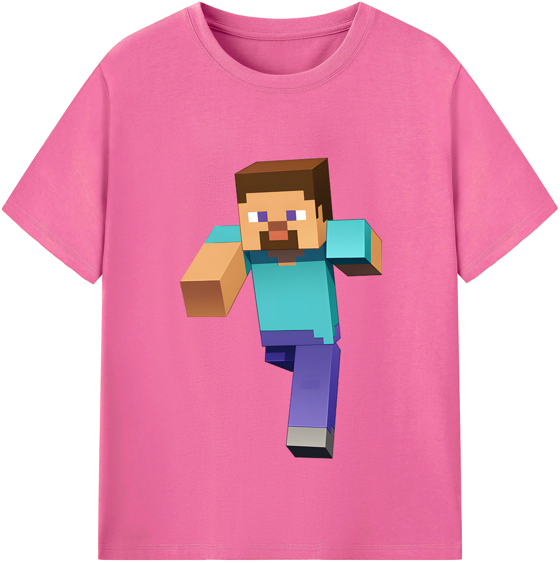 （画像用） マインクラフト ブロックの世界 Minecraft MC Block world レディースカジュアルプリントTシャツ（綿100％）